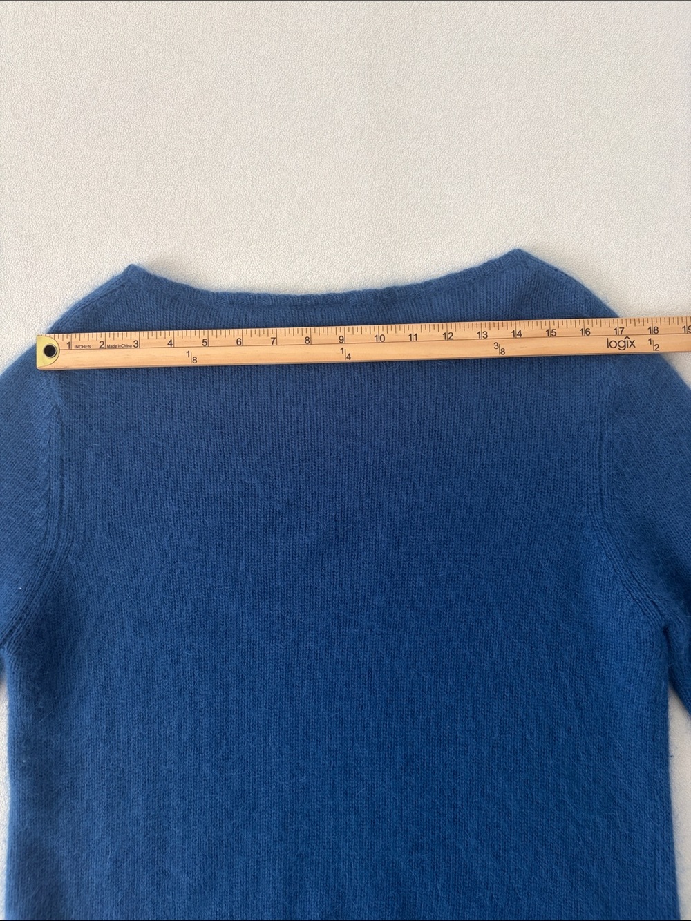 Pierre Cardin Angora Rabbit Hair Wool Dusty Blue Boatneck Fuzzy Sweater - Picture 10 of 10